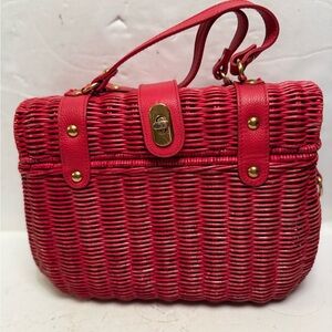 Adrienne Vittadini Red Woven Top-Handle Satchel